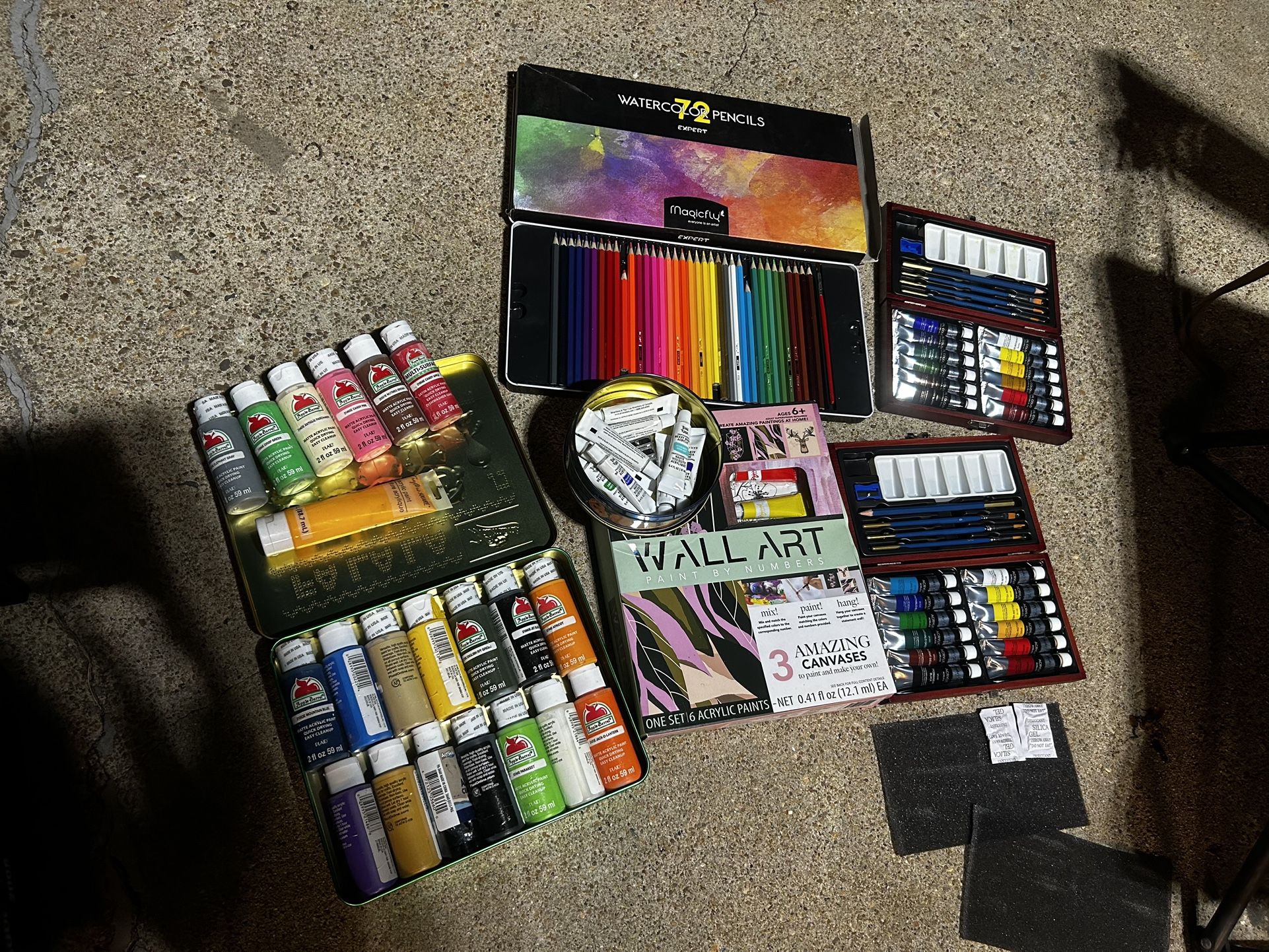 Various Art Supplies Magicfly Pencils Acrylic Paint And other Stuff