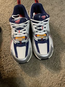 Avia 5000 Men's Athletic Sneakers White Navy Red Silver Genuine Leather Mesh