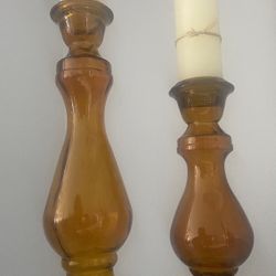 2 GLASS CANDLE HOLDERS