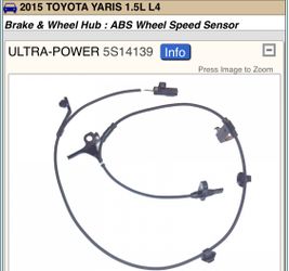 Toyota Yaris 2015 ABS Wheel Speed Sensor.