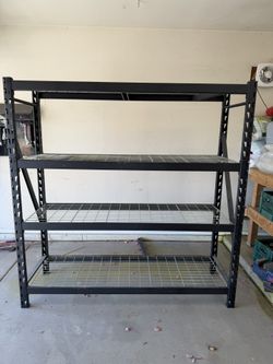 Husky 4-Shelf Metal Industrial Duty Freestanding Garage Storage Shelving Unit in Black (77 in. W x 72 in. H x 24 in. D)