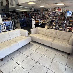 White Leather Couch Sofa Set 