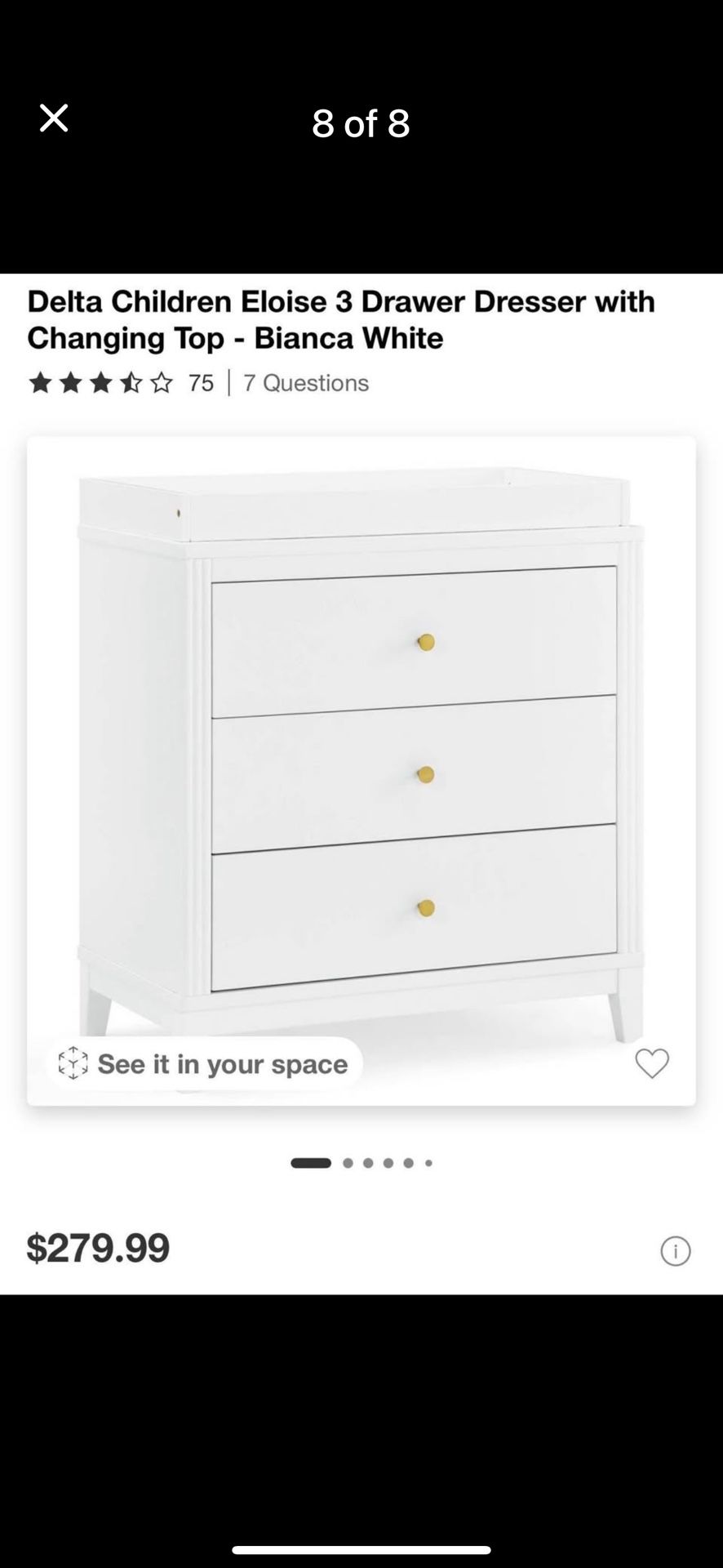 Crib & Dresser With Changing Table