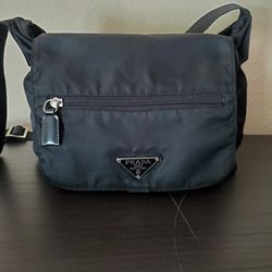 Authentic PRADA Vela Sport  Black Nylon and Leather Crossbody Shoulder Bag
