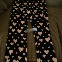 Black Pj Pants With Pink Hearts With Free Sunglasses!