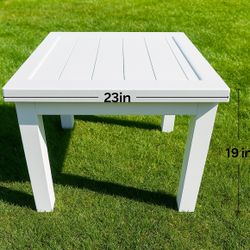 Aluminum Outdoor Side Table, Square Weather Resistant Small End Table for Patio Pool Balcony Deck Garden (White)，23×23×19 inch