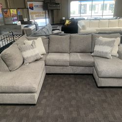 Grey Double Chaise U Shaped Sectional 