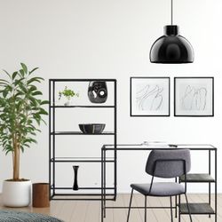 Brand New Fulhan Glass Top Desk With Wood Shelves Project 62 