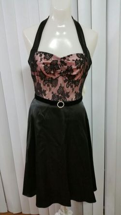 New Arden B pink lace Saturn Halter Top Prom Formal Dress size XS