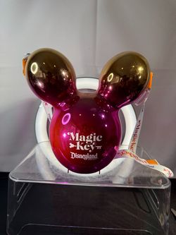 Disney Parks Magic Key Mickey Balloon Popcorn Bucket Pink Gold Ombre Disneyland 10”