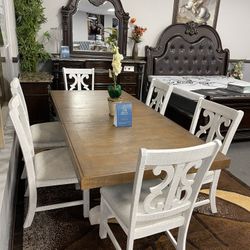 7PC Rustic Dining Table Set