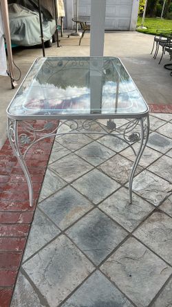 Vintage 1950s Glass Top Table 