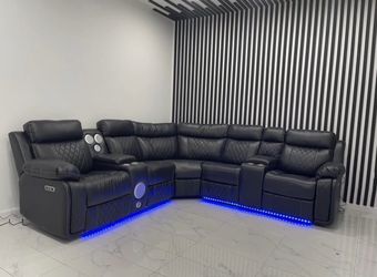 BLACK LEATHER RECLINER SECTIONAL ποΈπ€