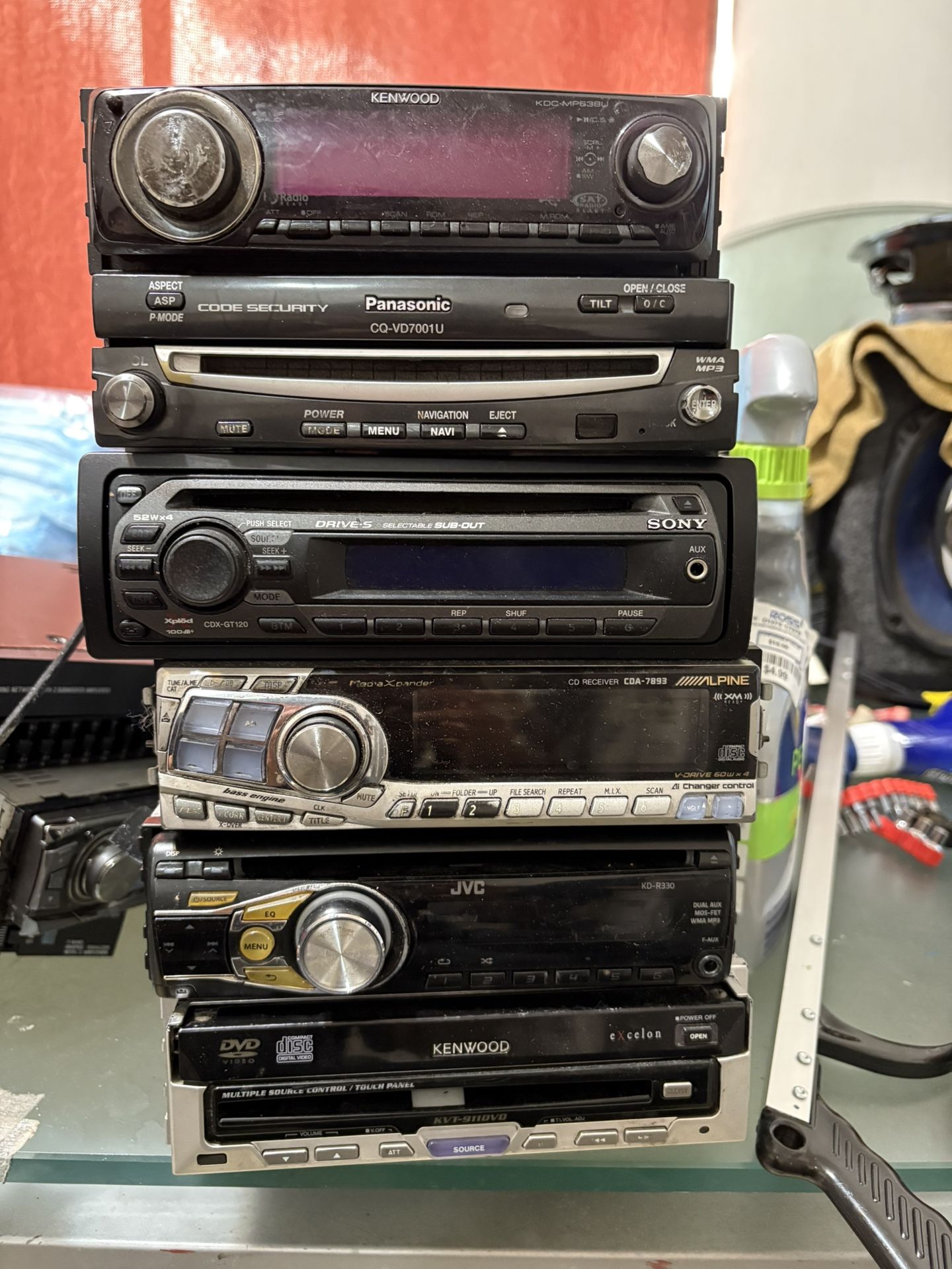 Lot Of 6 Receivers Alpine Kenwood Sony JVC