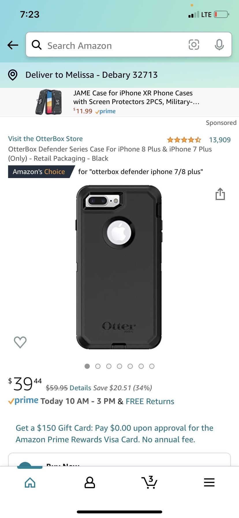 Sponsored Visit the OtterBox Store 4.7 out of 5 stars  13,909 Reviews OtterBox Defender Series Case For iPhone 8 Plus & iPhone 7 Plus (Only) - Retail 
