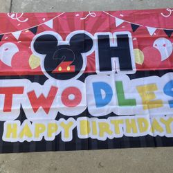 Mickey Mouse 2nd Birthday Cloth Backdrop 
