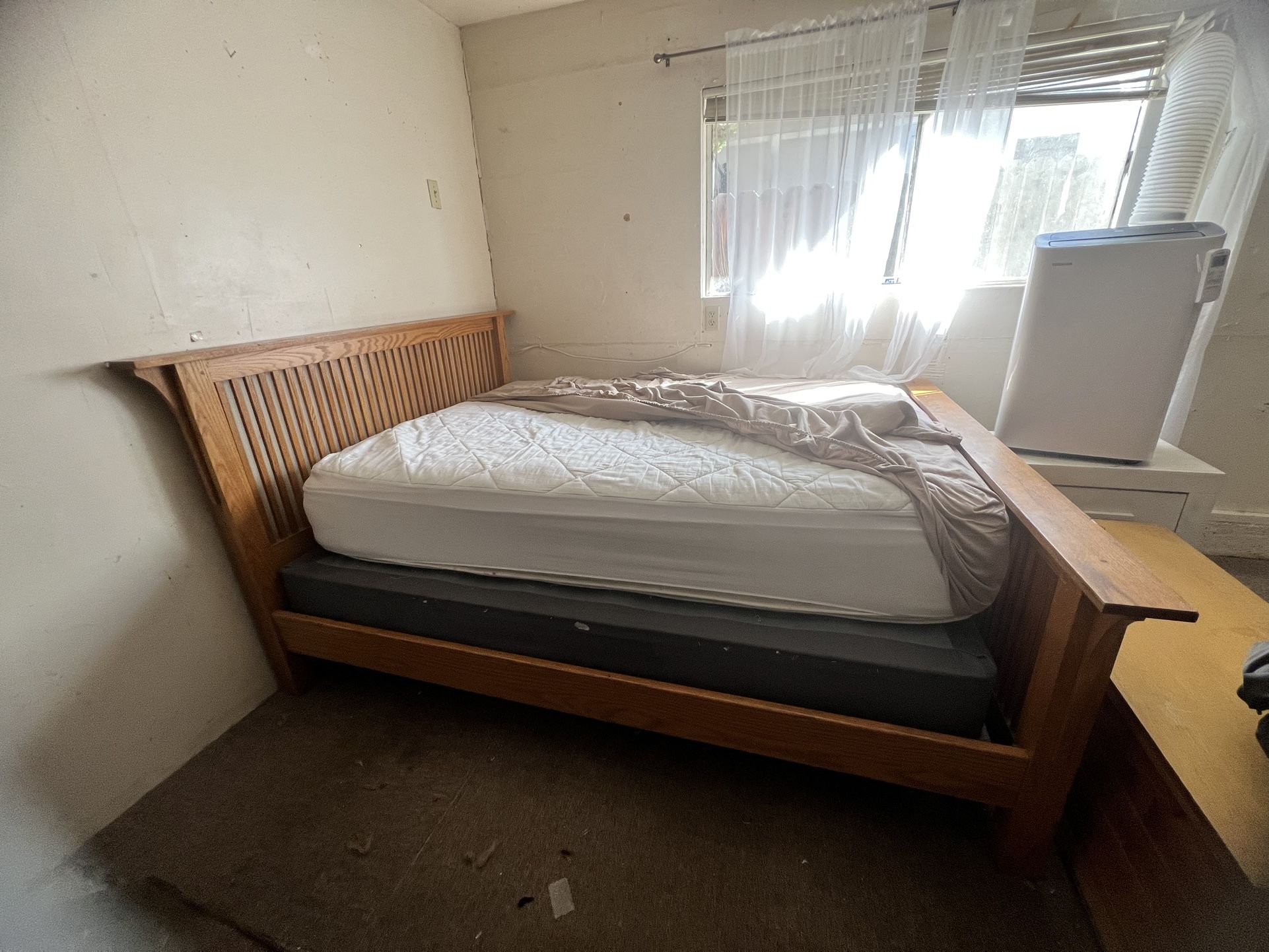 Queen Bed Frame, Mattress And Boxspring