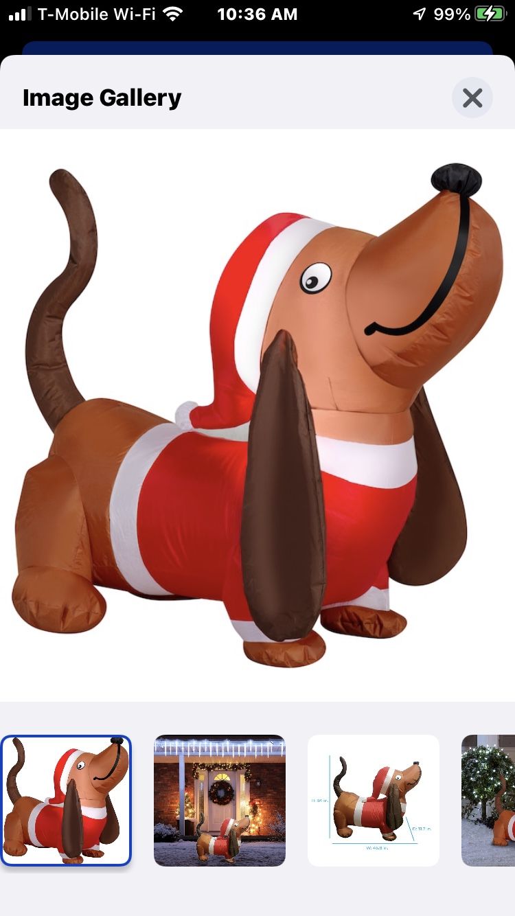 3 Ft Basset Hound Dog Christmas Inflatable