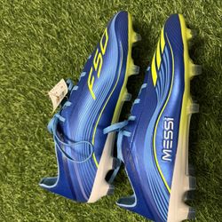 Mens 9 adidas F50 MESSI PRO FG Soccer Cleats Royal Blue/Solar Yellow JQ7953 