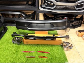 For 18-23  Ford Mustang GT500 Style Rear Bumper + Exhaust Tips Diffuser  Bodykit