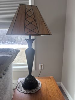 Beautiful cast-iron lamps with amber shades