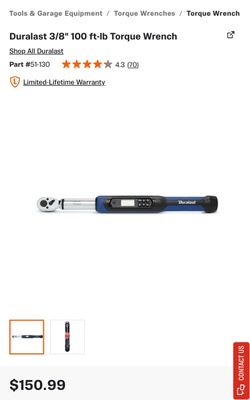 2 Duralast ELECTRONIC TORQUE WRENCH 20-100 FT. LBS.