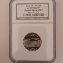 West Virginia 2005 S Clad Quarter PR 69 DCAM 