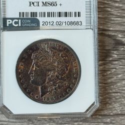 Stunning 1887-S Morgan Silver Dollar - PCI MS65+ Rainbow Toner
