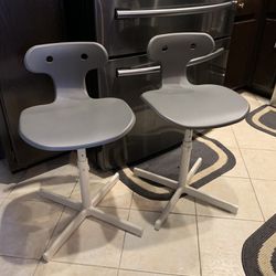 IKEA MOLTE Adjustable Height Desk Chair Barstool Grey Set Of 2 