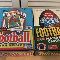 1989 TOPPS and 1990 FLEER Football Trading Cards Sealed Packs