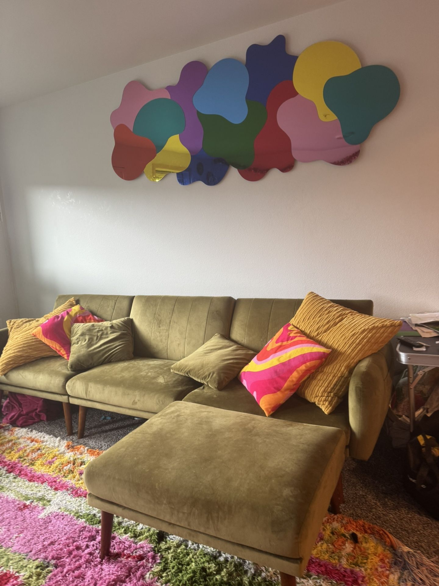 Velvet Green Sleeper sectional sofa