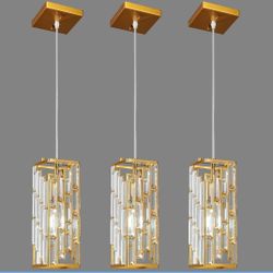 New 3 Pack Gold Pendant Modern Lighting Mini Crystal Chandelier Adjustable Pendant Dimmable E26