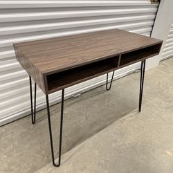 Hairpin Writing Desk With 2 Storage Cubbies