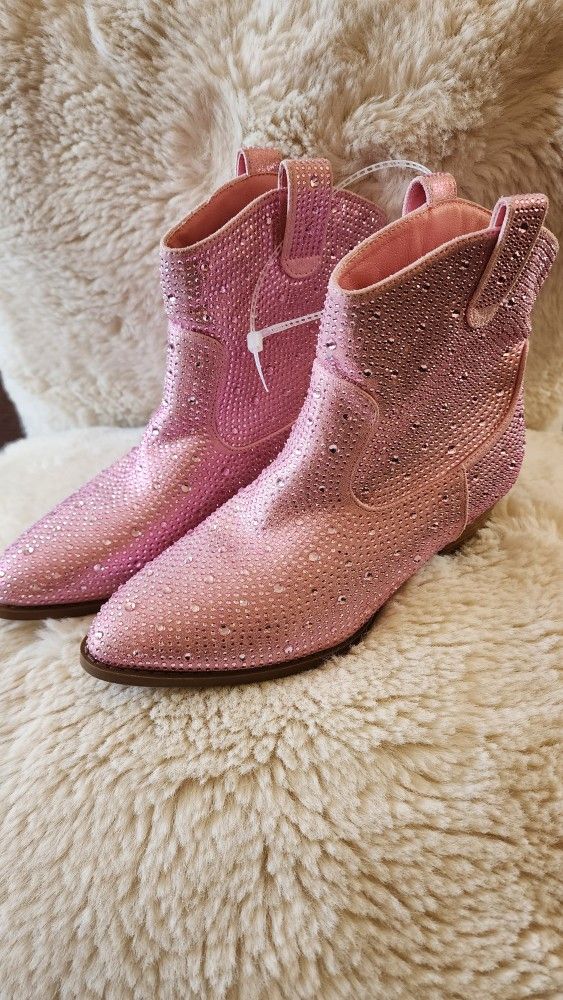 Pink Rhinestone Boots