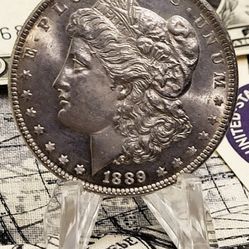 Uncirculated 1889 Philadelphia Mint Struck Morgan Silver Dollar Obv. PL