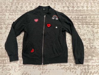Zip up jacket with cute patches size M
