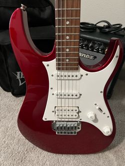 Ibanez Red Electric Guitar + IBZ10G Amp + Case
