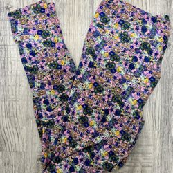 Lularoe Tall & Curvy (TC) Pink Blue Floral Leggings.