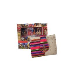 Handmade Peruvian Wallet w/ Woven Fabrics Ethnic Nice faux Leather Beige Wallet