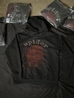 Spider Hoodie Red Rhinestone