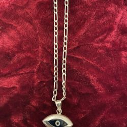 Silver Necklace With  🧿LUCKY🧿BLUE 🧿 EYES🧿Pendant 