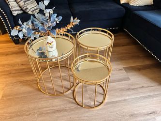 3 stackable mirror tables