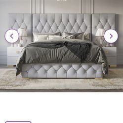 King bed And Frame With Extended Wings 