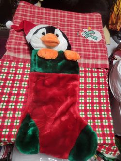 Plush Large Christmas Stocking Penguin 