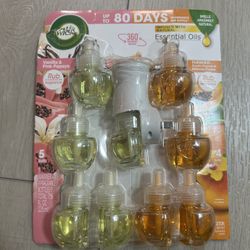 Airwick Essential Oils Air Freshener, 1 Unit & 9 Refills (Pink Vanilla & Hawaii)