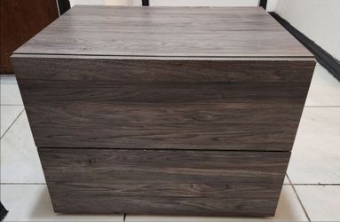 Nexera James 2-Drawer Nightstand in a modern bark gray laminate finish.