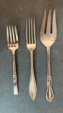 Classic Silver Serving Forks - Polished Stainless Set