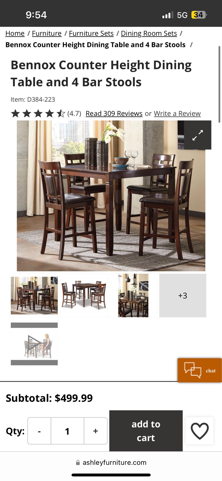Bennox Counter Height Kitchen Table And Chairs