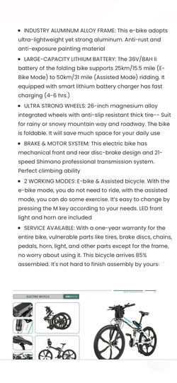 ANCHEER Electric Foldable Bike Electric Bikes Electric Scooters