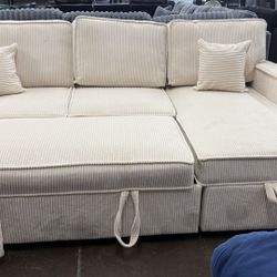 Reversible corduroy sectional with pullout bed